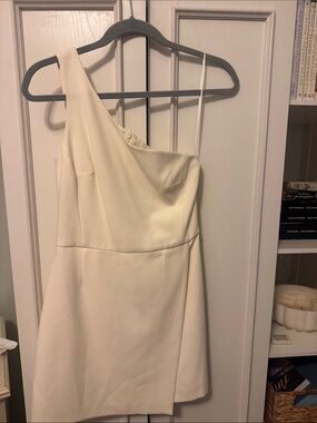 French Connection One-Shoulder Cream Dress